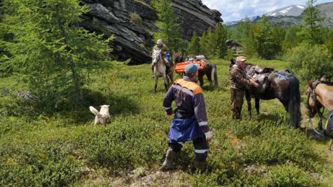 Алтайские спасатели на лошадях прибыли за травмированным туристом